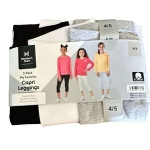 NWT - 3 Toddler/Girls Cotton Leggings- Black Gray White - Size 4/5